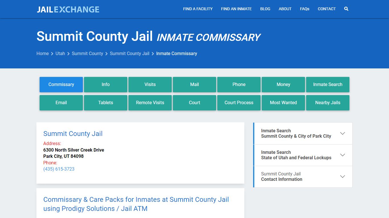 Inmate Commissary, Care Packs - Summit County Jail, UT
